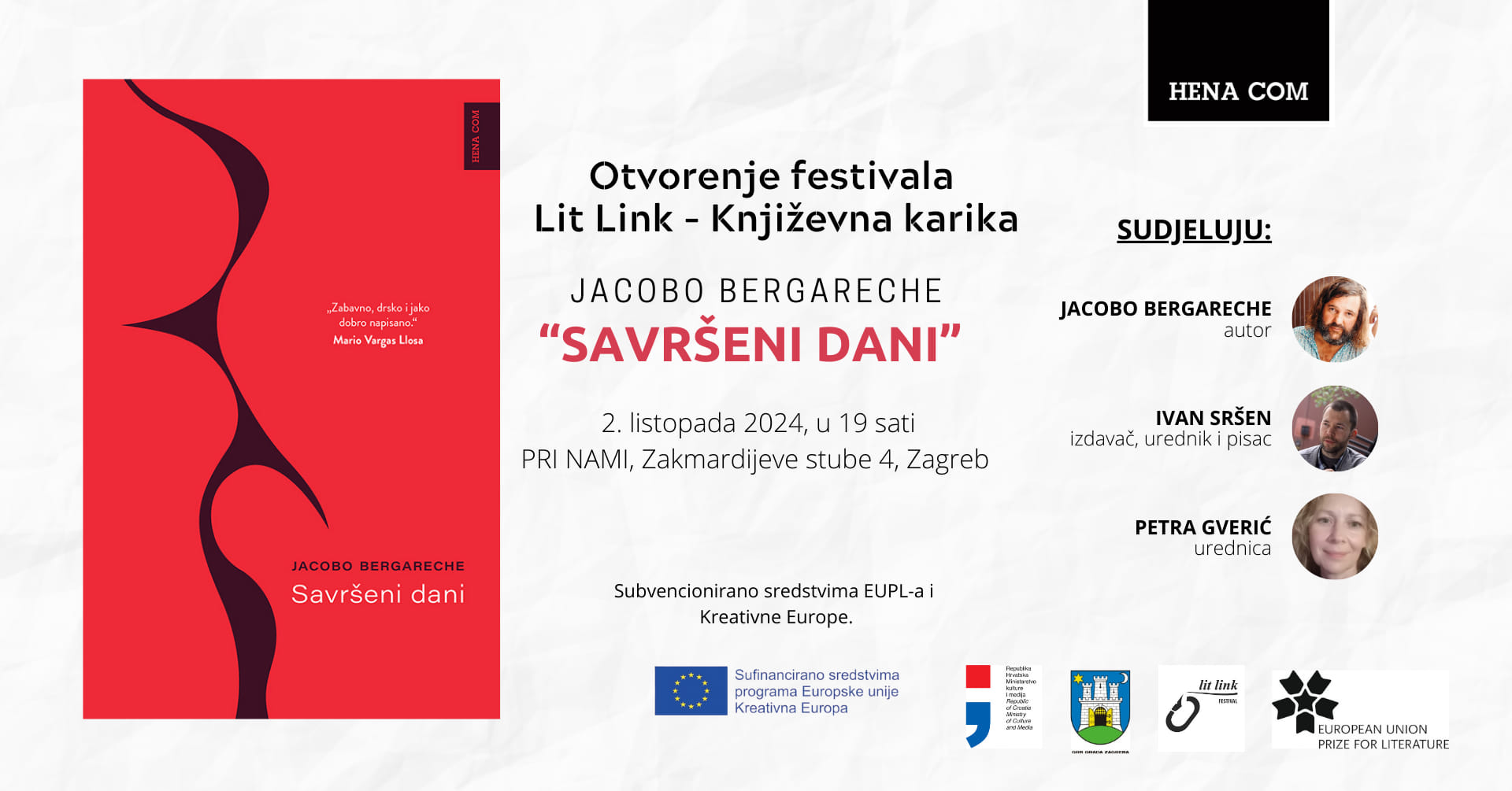 Predstavljanje knjige “Savršeni dani” Jacoba Bergarechea